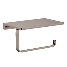 Toilet paper holder with shelf  - metal grey POLISHED 