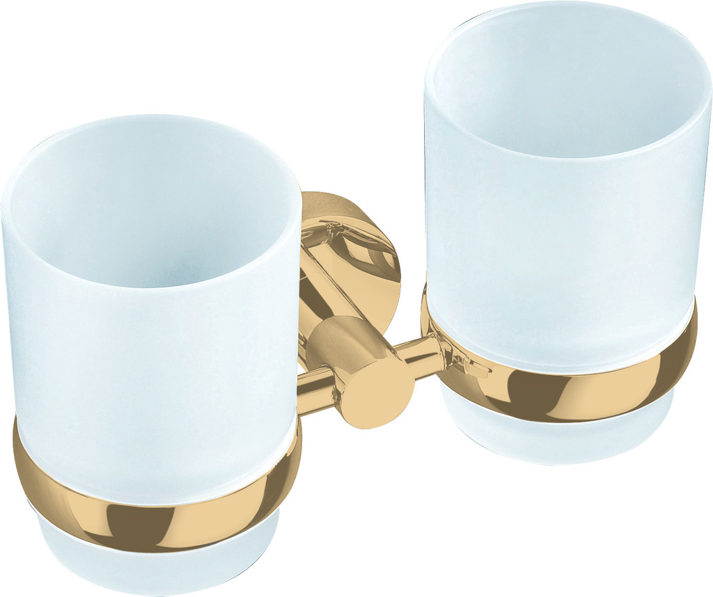 Double toothbrush holder, glass Bathroom accessory COLORADO GOLD POLISHED