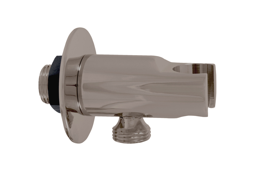 Shower holder with hose outlet  METAL GREY POLISHED