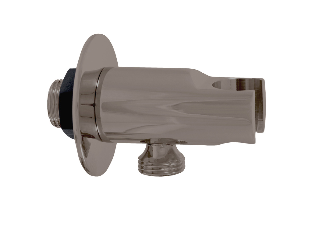Shower holder with hose outlet  METAL GREY BRUSHED