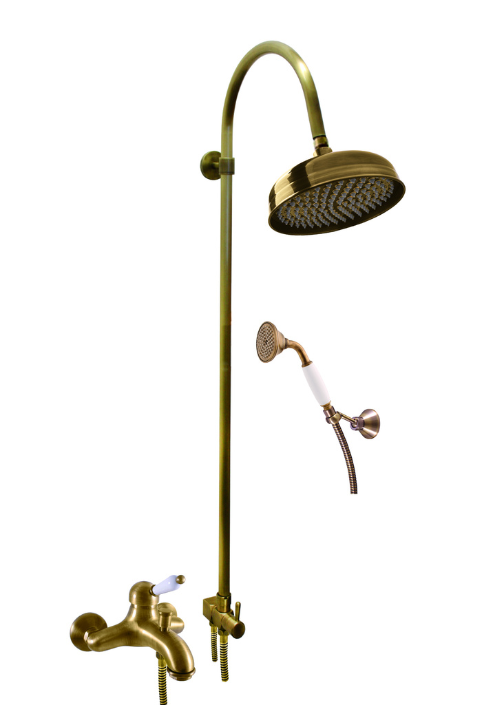 Bath lever mixer with shower rail LABE BRONZ