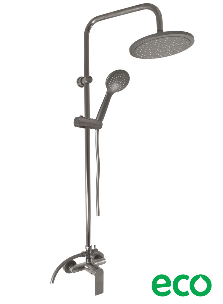 Shower faucet with head and hand shower NIL - METAL GREY