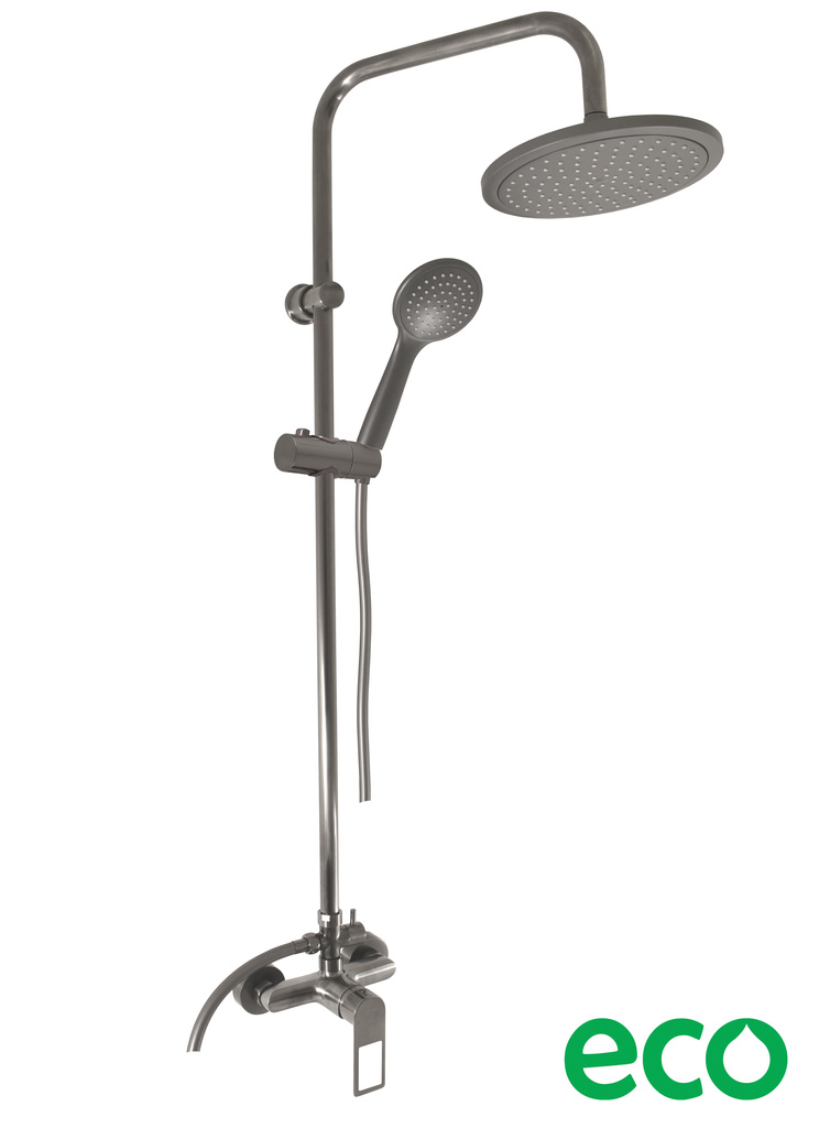 Shower faucet with head and hand shower NIL - METAL GREY-brushed matt