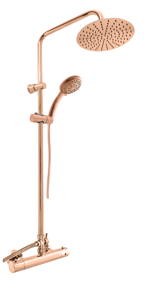 Shower mixer with head and hand shower THERMOSTATIC ROSE GOLD POLISHED