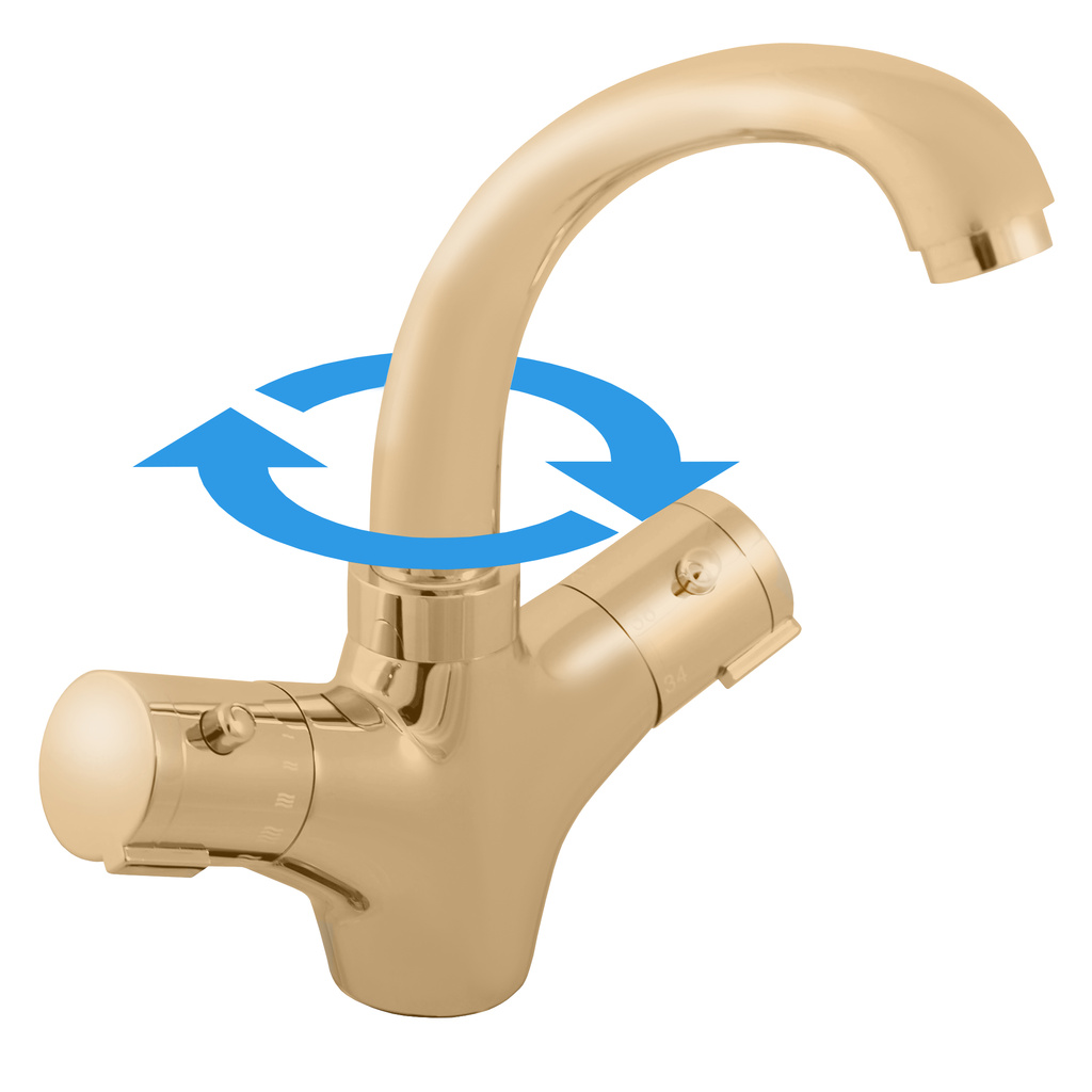 Basin mixer THERMOSTATIC GOLD POLISHED