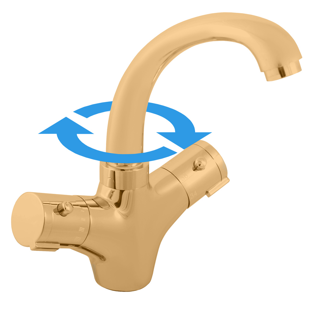 Basin mixer THERMOSTATIC GOLD BRUSHED