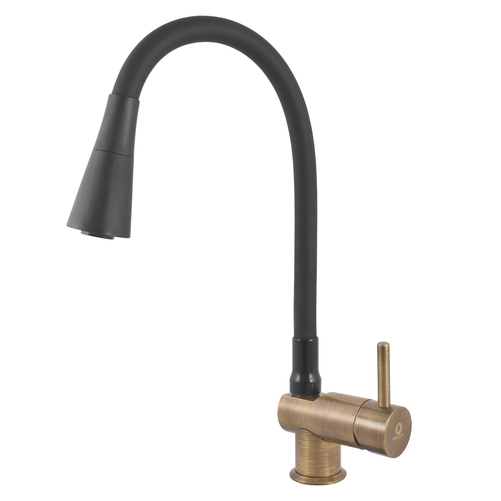 Sink lever mixer with flexible spout SEINA BRONZE