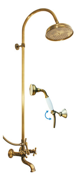 Bath mixer with shower column MORAVA RETRO bronze