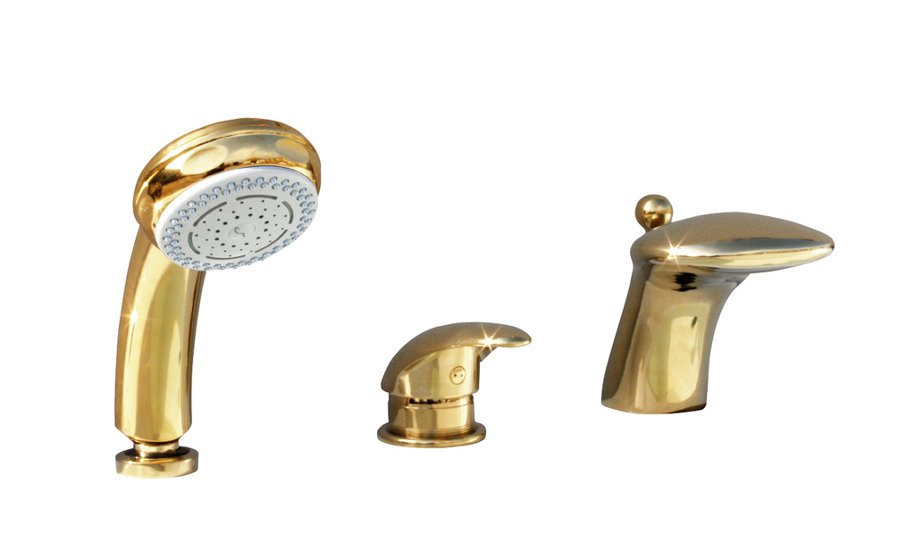 Bath lever mixer DUNAJ GOLD - 3 hole